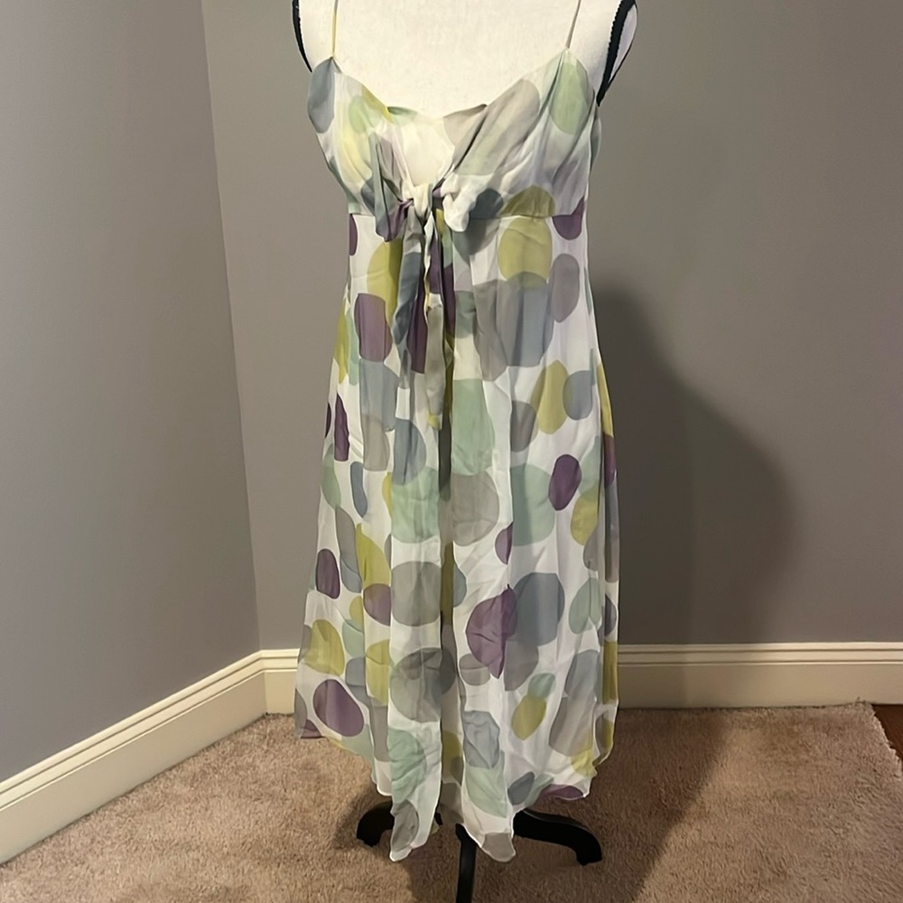 Yellow and Gray Midi Camisole Dress with Tie Front